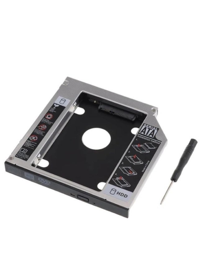HI-1022-HDC Universal Secondary Hard Drive/SSD Enclosure, 12.7mm Thick, with Slim 13-Pin SATA Interface, Suitable for Laptops and Optical Drive Slots (CD/DVD/ROM)